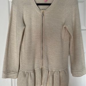 Lilly Pulitzer Cream Zip Front Knit Cardigan